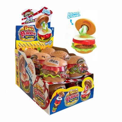 Brinquedos - Chupas Big Burguer Dip & Lick c/12