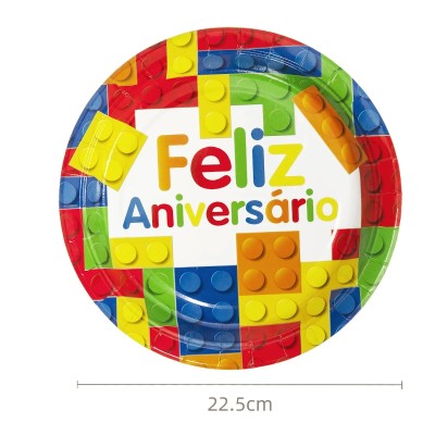 Pratos Papel Feliz Aniversário 22.5cm c/6